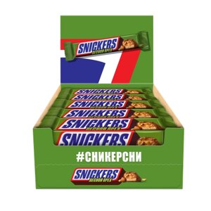 Батончик Snickers Лесной орех с арахисом, карамелью, фундуком и нугой, 81 г, 32 шт.