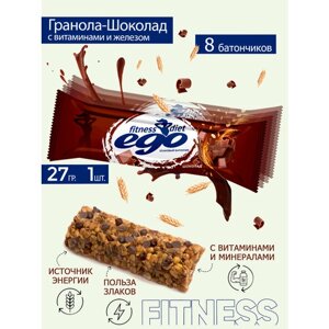 Батончик злаковый "Ego fitness" Гранола-Темный шоколад с витаминами и железом 8 шт по 27 гр
