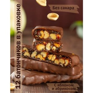 Батончики без сахара с арахисом и абрикосовой карамелью в шоколаде на овсяном молочке, 35г 12шт Худеечка