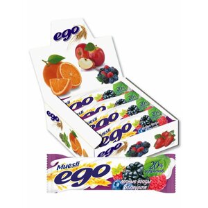 Батончики мюсли "Ego" Лесное ассорти йогурт 12 шт по 25 гр / диетическое питание
