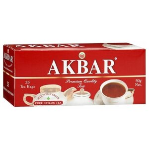 Чай черный Akbar Premium цейлонский в пакетиках, классический, натуральный, 25 пак.