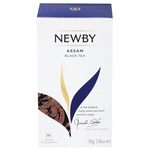 Чай черный Newby Assam в пакетиках, классический, травы, 25 пак.