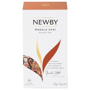 Чай черный Newby Masala chai в пакетиках, имбирь, кардамон, 25 пак.