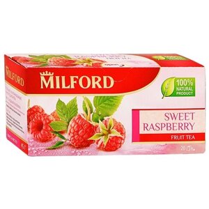 Чай фруктовый Milford Sweet raspberry в пакетиках, яблоко, ежевика, 20 пак.