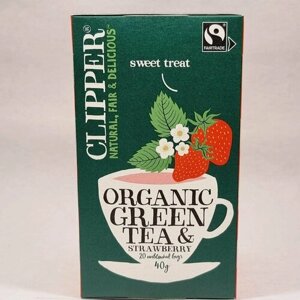 Чай зеленый CLIPPER "Green tea & strawberry" с клубникой 20 пакетиков 40 г (из Финляндии)