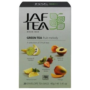 Чай зеленый Jaf Tea Silver collection Fruit Melody ассорти в пакетиках, саусеп, персик, 20 пак.