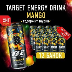 Энергетики напитки в банке 450 мл, со вкусом манго, 12 шт. Бочкари Target Mango