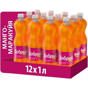 Газированный напиток Добрыймаракуйя, манго, 1 л, пластиковая бутылка, 12 шт.