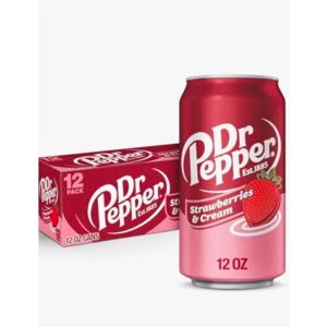 Газированный напиток Dr. Pepper Strawberries and Cream - США - 12 шт *355 мл (Доктор Пеппер Клубника и Сливки)