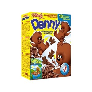 Готовый завтрак Krosby DENNY шоколадные медвежата животные, шоколадный, 200 г