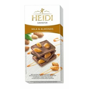 HEIDI milk Golden Almonds, молочный шоколад с цельным, карамелизированным миндалем, 100 гр