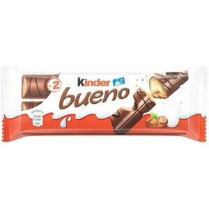 Хрустящие вафли Kinder Bueno в молочном шоколаде, 43 г, 10 шт