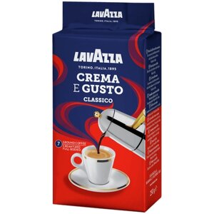 Кофе молотый Lavazza Crema e Gusto, карамель, пряности, 250 г, вакуумная упаковка