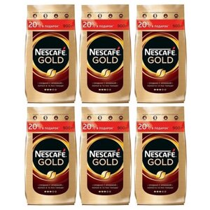 Кофе растворимый Nescafe Gold сублимированный с добавлением молотого, пакет, 900 г, 6 уп.