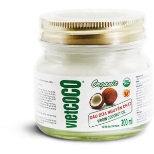 Кокосовое масло натуральное (Virgin coconut oil) Vietcoco, 200 мл