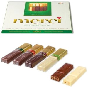 Конфеты шоколадные MERCI (Мерси), ассорти из шоколада с миндалем, 250 г, картонная коробка, 014457-20
