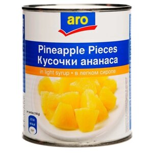 Консервированные ананасы Aro кусочки, жестяная банка, 3.1 кг, 3.1 л