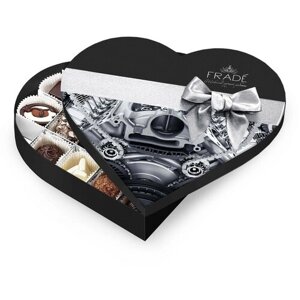 Коробка шоколадных конфет ручной работы Фраде/Frade - сердце (на 20 конфет) (двигатель) с бантом