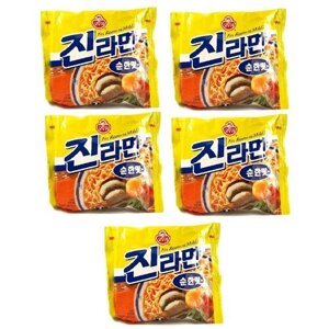 Лапша Джин Рамен (средне острый) 5 пачек/корейская лапша быстрого приготовления/лапша быстрого приготовления