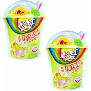Леденцы на палочке Skittles Fruit Tea цитрусовый микс с вишней (2 пачки по 5 леденцов) по 54 г Япония