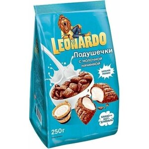 Leonardo, готовый завтрак Подушечки с молочной начинкой,3 шт по 250 г