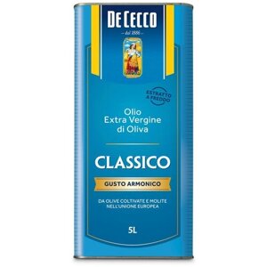 Масло оливковое De Cecco Classico Extra Virgin, жестяная банка, 5 л