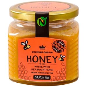 Мед белый с облепихой высшего качества Premium Quality 500 гр, натуральный подарочный мед
