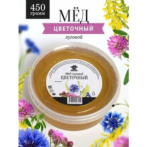 Мед луговой цветочный жидкий 450 г, для здорового питания, для иммунитета