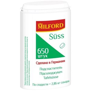 Milford Подсластитель Suss таблетки, 39 г, 650 мл, 650 шт. в уп.