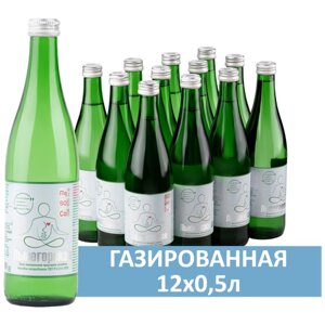 Минеральная вода Лысогорская газированная природная питьевая 12шт по 0,5л стекло