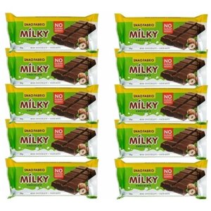 Молочный шоколад Snaq Fabriq Milky без сахара с шоколадно-ореховой пастой 55 гр (10 шт)
