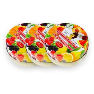 Монпансье фруктовые конфеты леденцы в красивой железной банке. 3 шт по 80 гр.