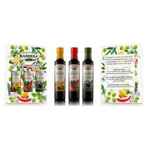 Набор оливковых масел Barbera Extra Virgin (цитрус, травы, перец/чеснок ) 3x0,25л