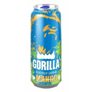Напиток безалкогольный Gorilla манго кокос тонизирующий пастеризованный сильногазированный, 450мл, 4 шт.