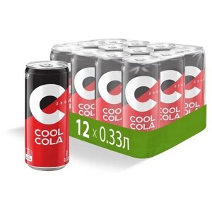Напиток "Кул Кола без сахара"Cool Cola Zero"безалкогольный сильногазированный, а/б 0.33 (упаковка 12шт)