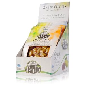Оливки и маслины Каламата с косточкой маринованные с оливковым маслом DELPHI 250г