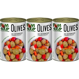 Оливки по-испански 3 шт по 300 г с овощами и специями Pomato