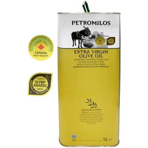 Оливковое масло PETROMILOS холодного отжима высшего качества Extra Virgin, кислотность 0,5%ж/б, 5 л (Греция)