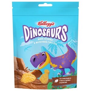 Печенье Kellogg's Dinosaurs мини в молочной глазури, 50 г, шоколад
