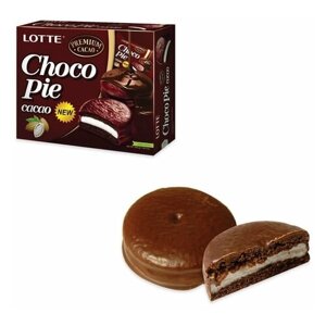 Печенье LOTTE "Choco Pie Cacao"Чоко Пай Какао"глазированное, картонная упаковка, 336 г, 12 шт. х 28 г