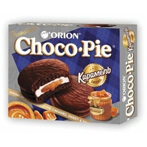 Печенье ORION «Choco Pie Dark Caramel» темный шоколад, карамельное, 360 г