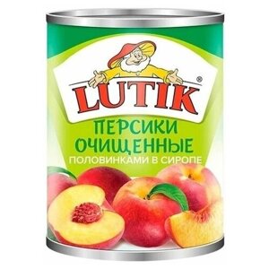 Персики Lutik очищенные половинками в сиропе, 425 мл