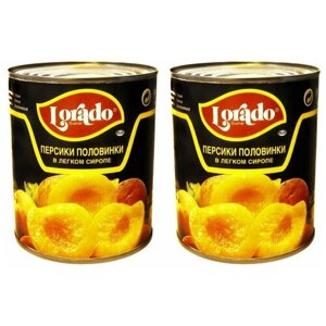 Персики половинки в легком сиропе LORADO, ж/б, 1700г.(850 мл. по 2 шт.)
