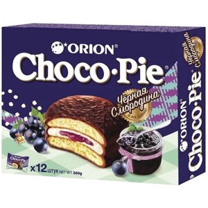 Пирожное Orion Choco Pie Black Currant, шоколад, черная смородина, 12 шт. в уп.