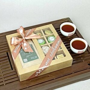 Подарочный чайный набор - чай пуэр, ассорти мини точ. В подарок мужчине и женщине, Семь чашек