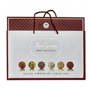 Подарочный набор шоколадных конфет, коллекция трюфелей (6 видов), Mark Sevouni Special сумочка, Армения, 360 г