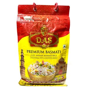 Рис DAS Басмати Premium 1121 индийский длиннозерный пропаренный, 2 кг