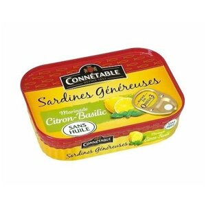 Сардины Connetable Genereuse в маринаде с лимоном и базиликом 140г х2шт
