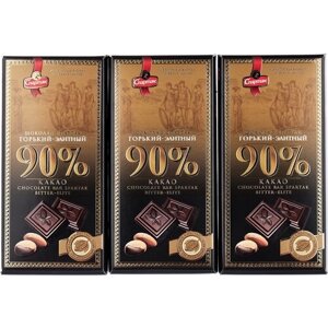 Шоколад горький элитный 90% Спартак 3 шт по 85 гр