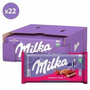 Шоколад Milka Raspberry Cream с малиновым кремом (Германия), 100 г (22 шт)